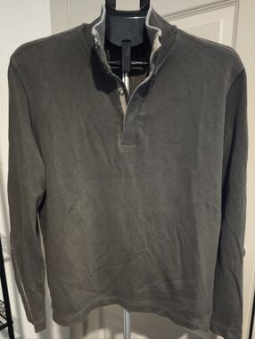 Boss Hugo Boss 1/4 Snap Buttons Long Sleeve Pullover Sweatshirt Gray Size XL
